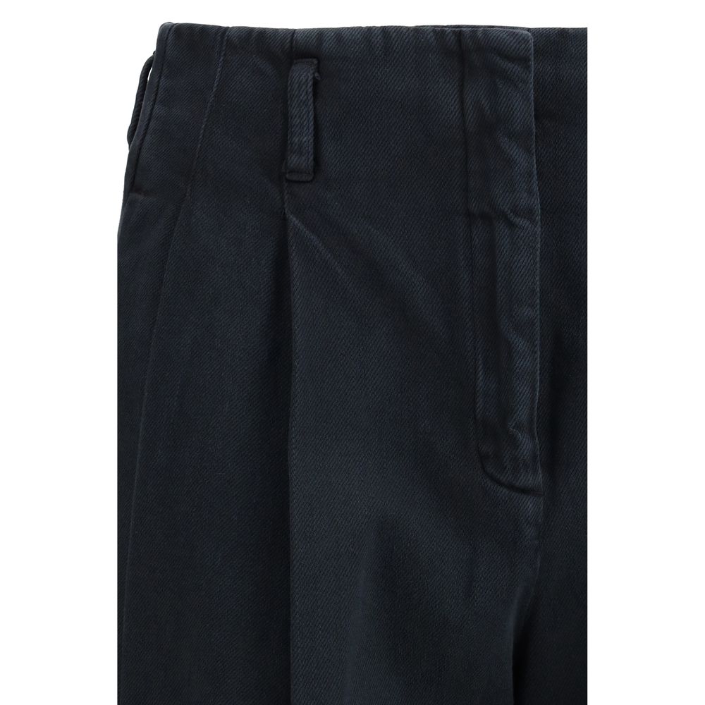 Black Cotton Casual Pants