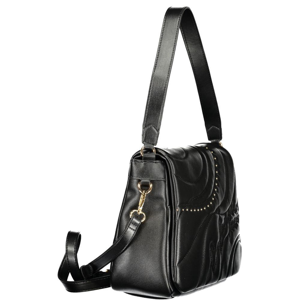 Black Polyurethane Women Shoulder Bag