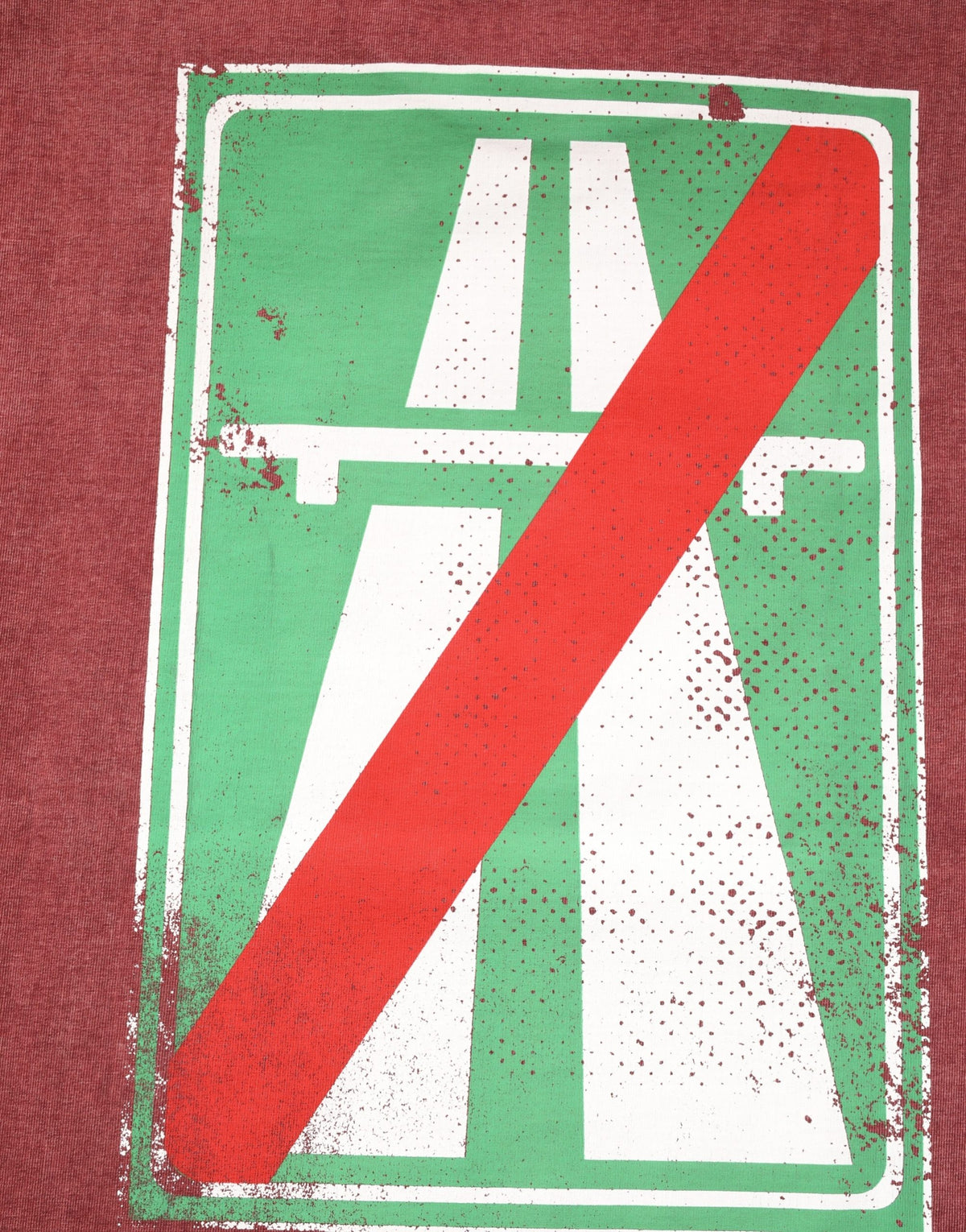 Maroon Print Round Neck Short Sleeve T-shirt