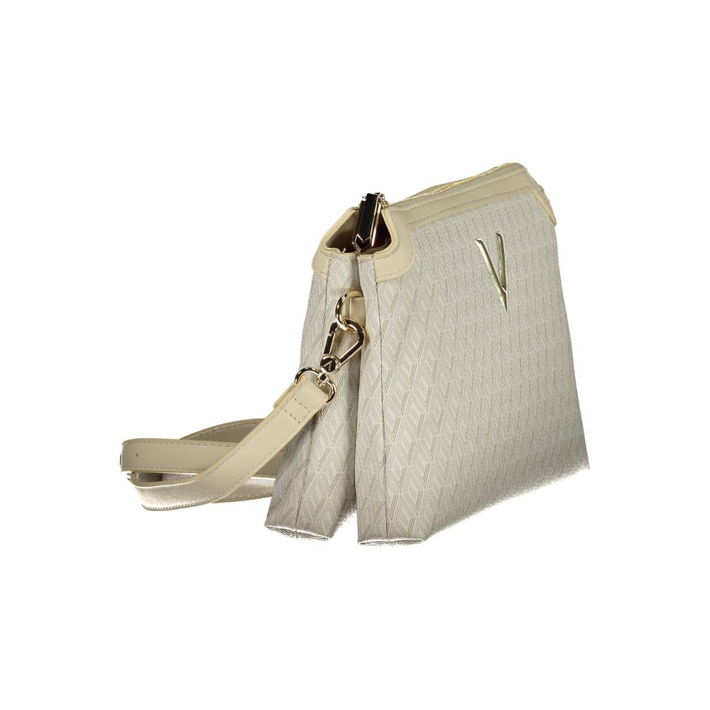 Beige Polyurethane Women's Bag with Adjustable Shoulder Strap