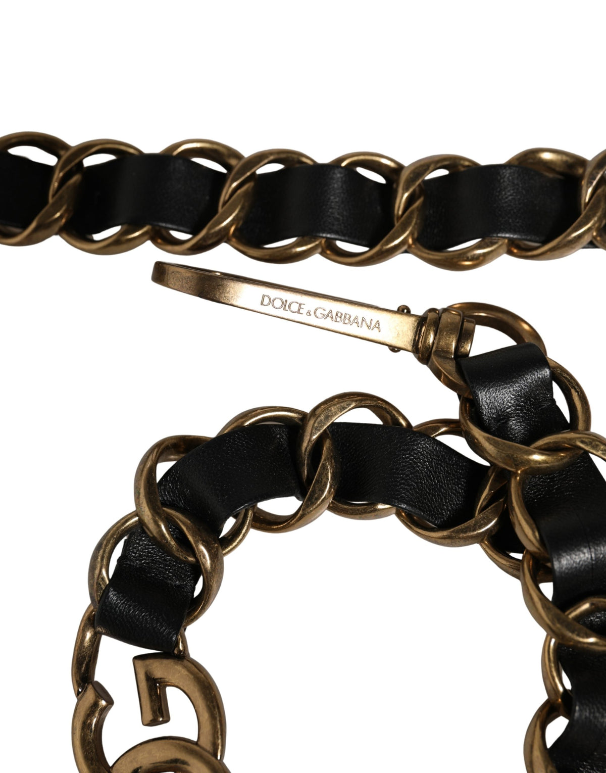 Black Leather Gold Chain Bag Accessory Shoulder Strap