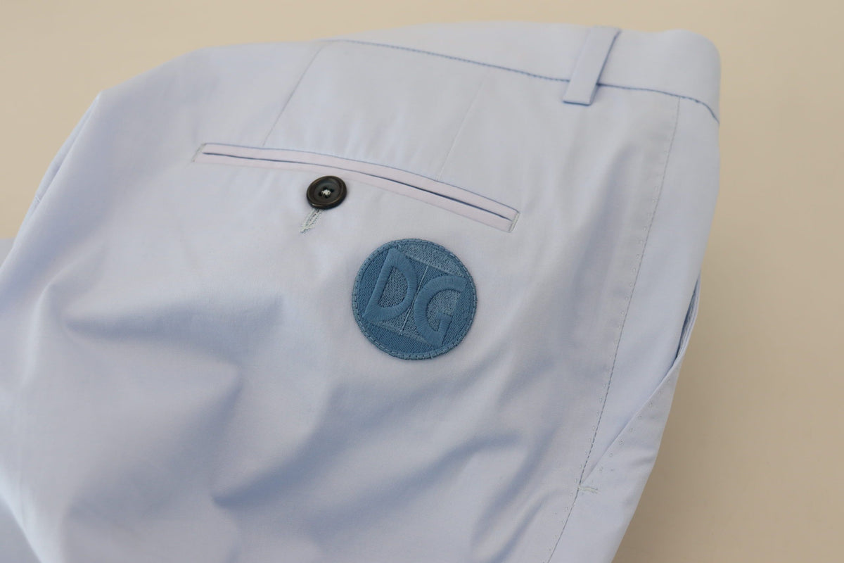 Blue Cotton Stretch Trousers Chinos Pants