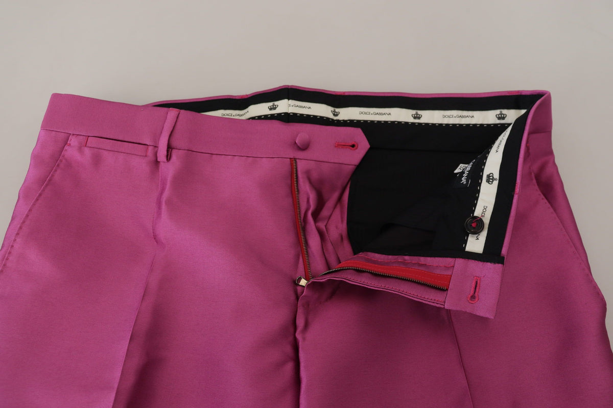 Pink Silk Slim Trousers Dress Formal Pants