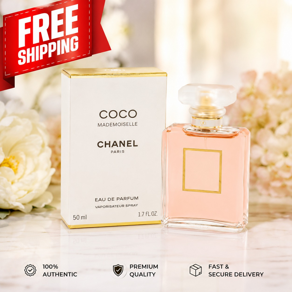CHANEL Coco Mademoiselle Eau de Parfum Spray for Women 50ml (1.7 fl oz) – Long