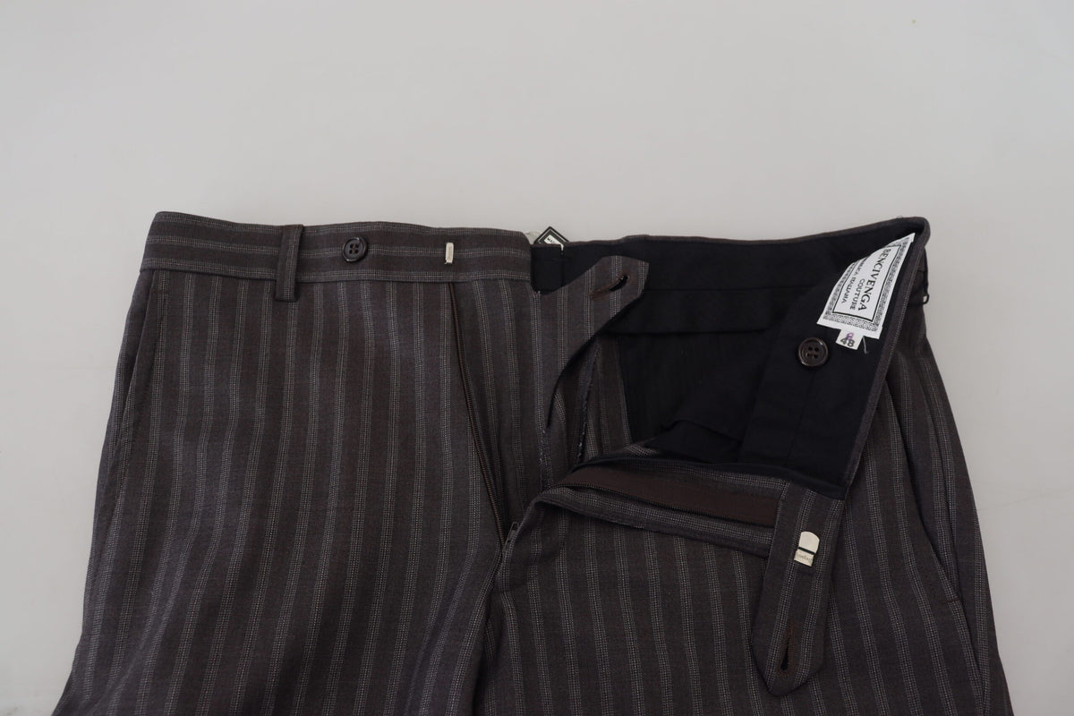 Brown Stripes Slim Fit Men Pants