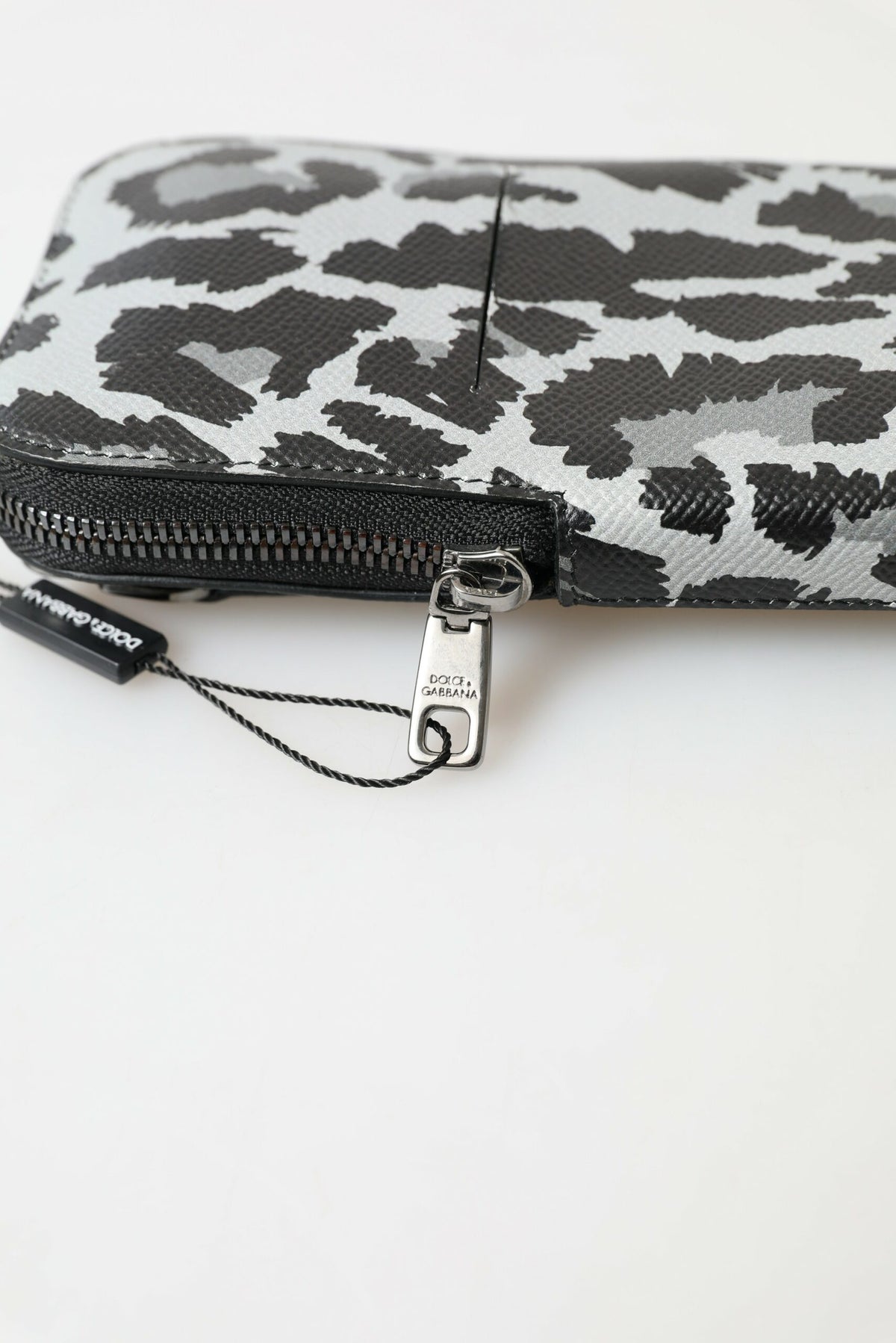 Gray Leopard Leather Men Purse Crossbody Sling Phone Bag