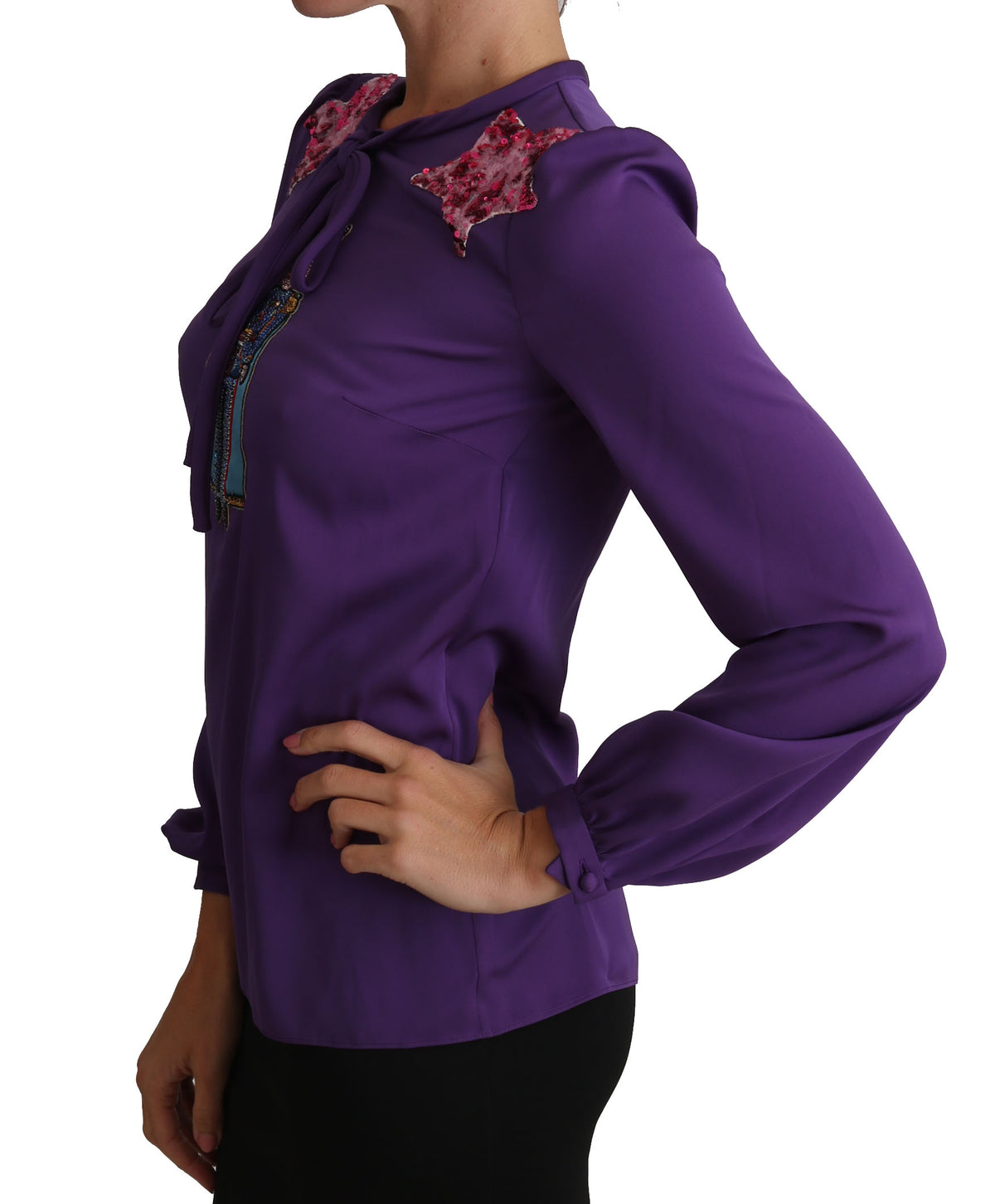 Purple Blouse Prince Fairy Tale Embellished Top