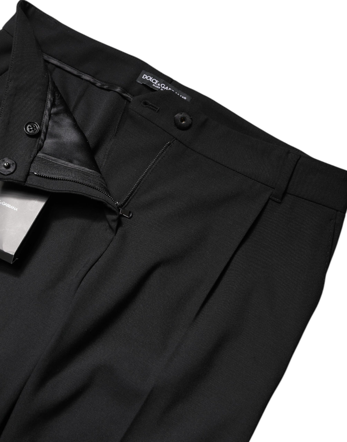 Black Wool High Waist Boot Cut Dress Pants
