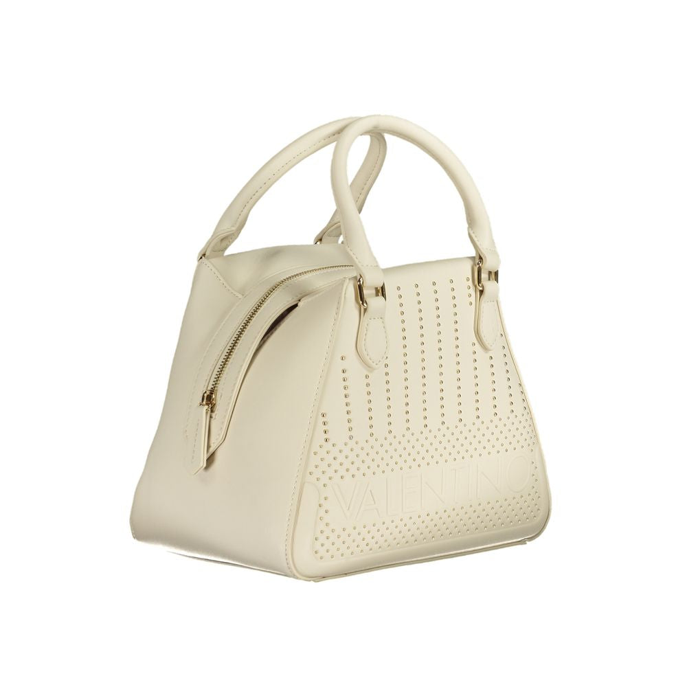 Bianco Polyurethane Women's Bag with Handles and Shoulder Strap