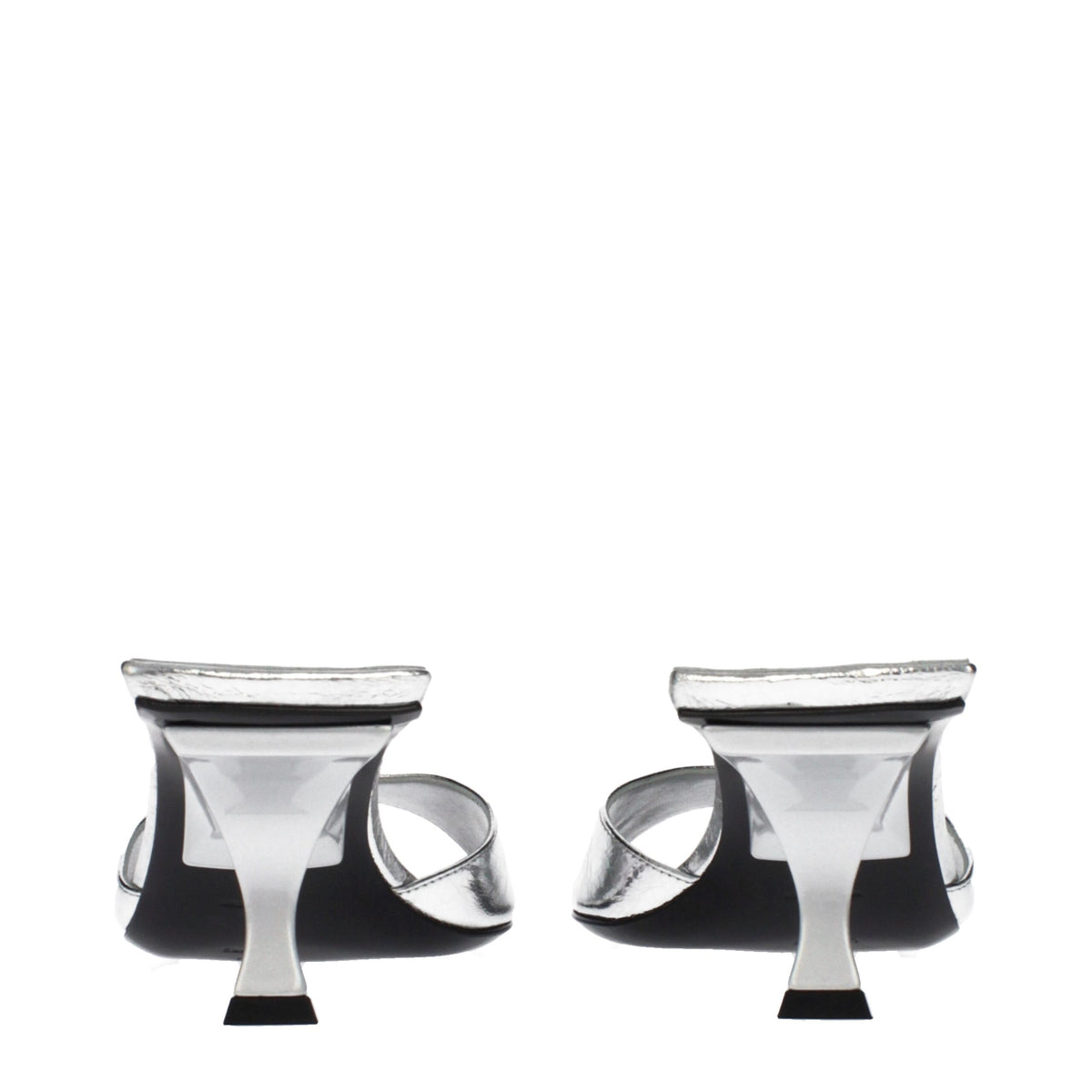 Gray Leather Flat Sandals
