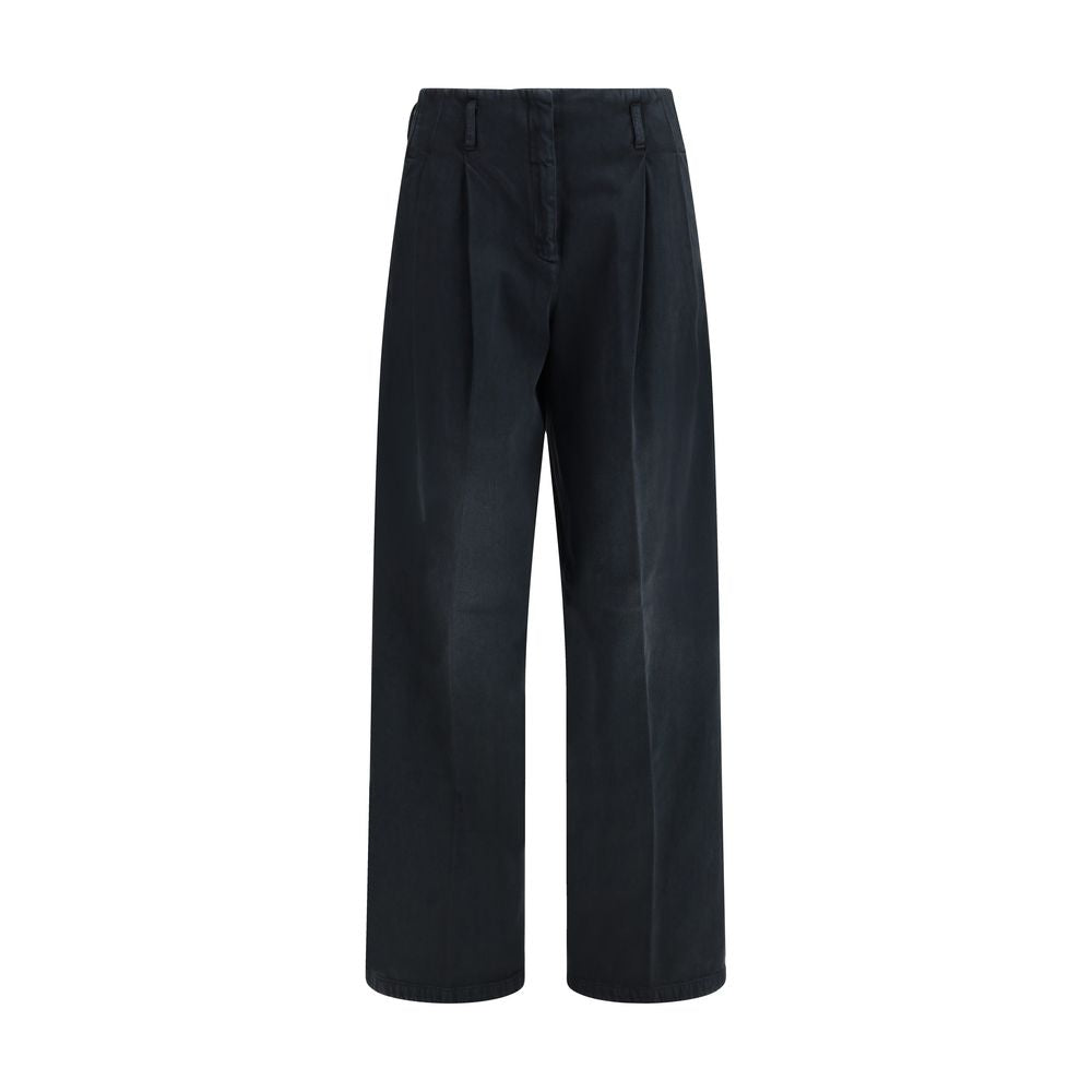 Black Cotton Casual Pants
