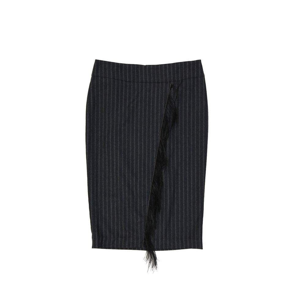 Gray Virgin Wool Midi Skirt