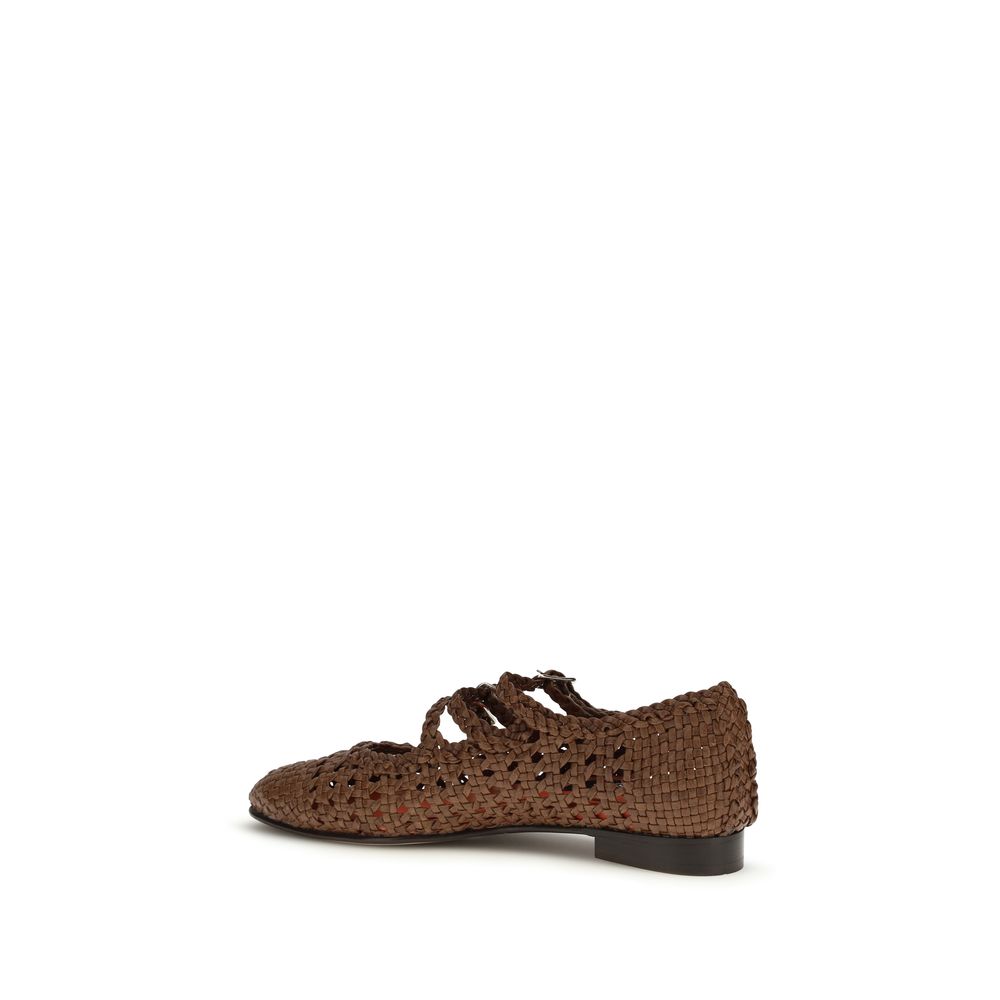 Brown Calf Leather Bos Taurus Ballet Flats