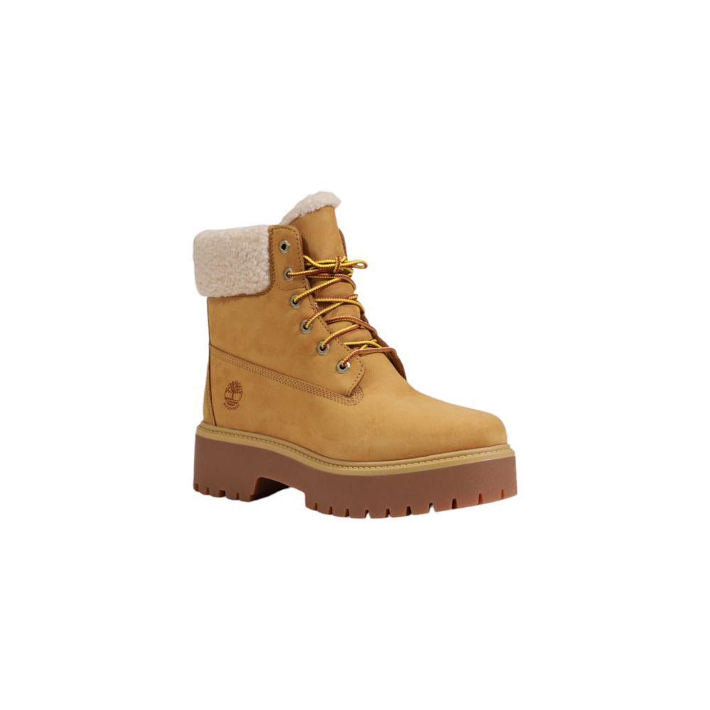 Beige Recycled Leather Lace-Up Boots