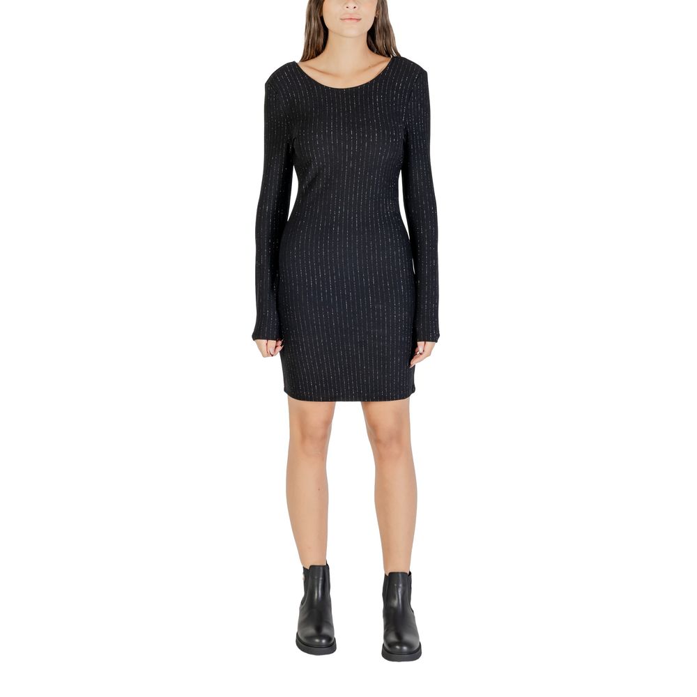 Black Polyester Short Dress