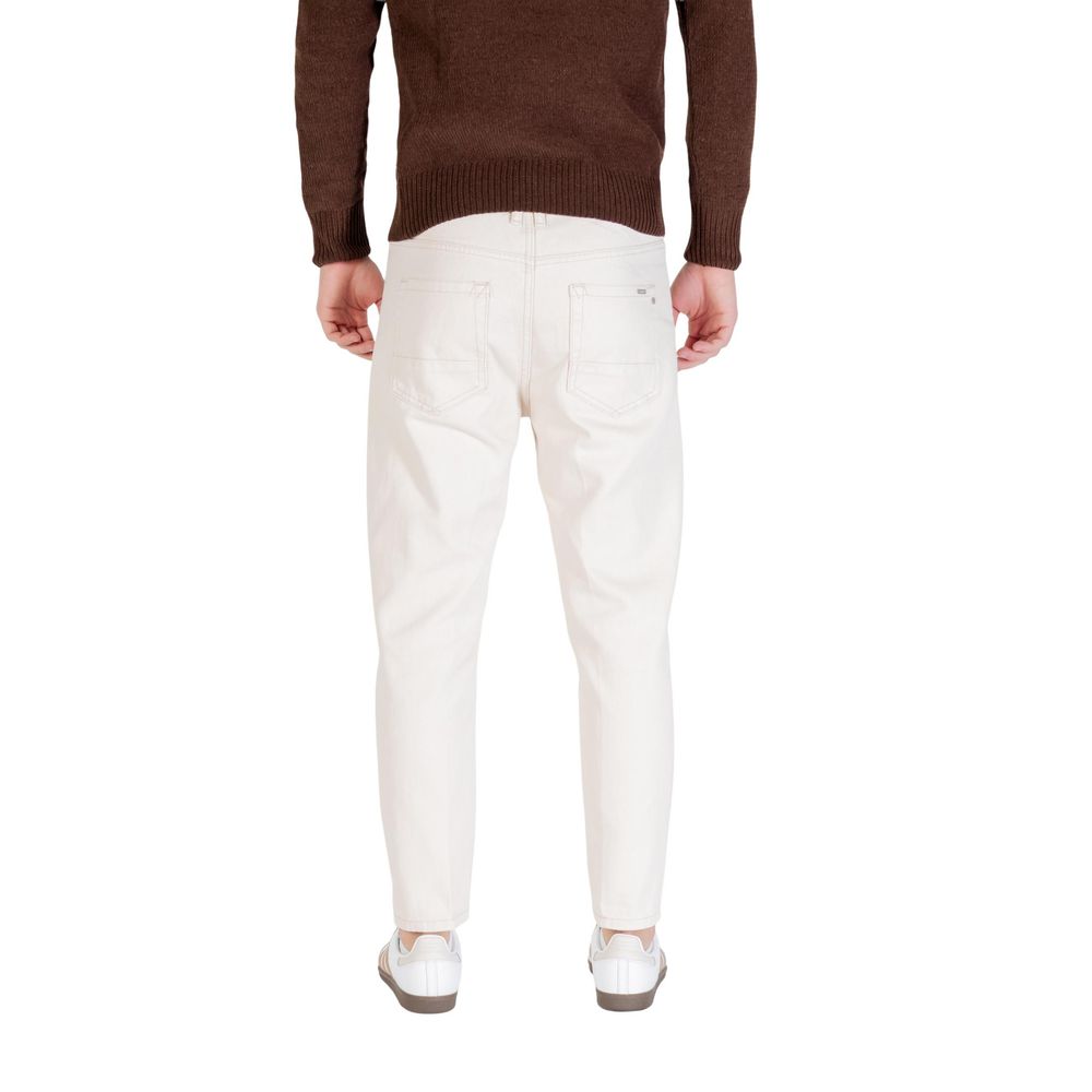 Cream Cotton Relaxed Fit Jeans