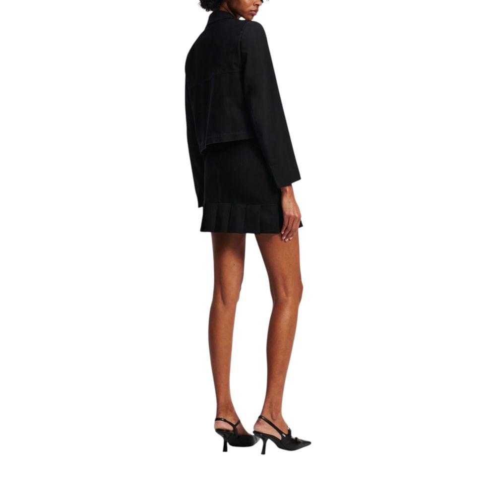 Black Cotton Mini Skirt