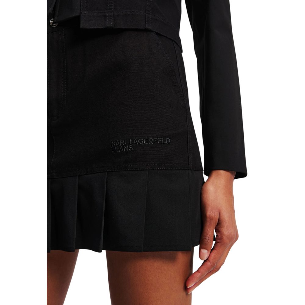 Black Cotton Mini Skirt
