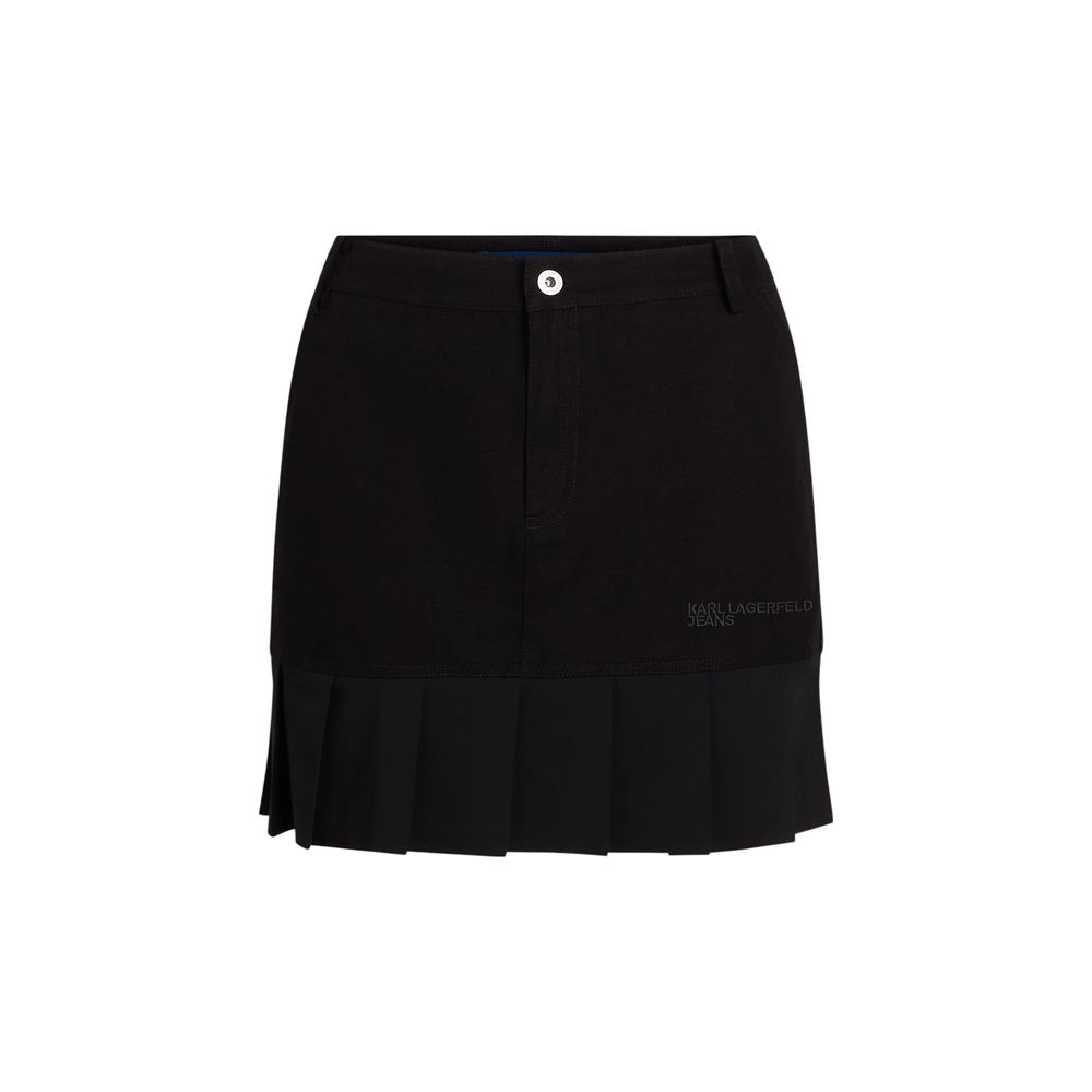 Black Cotton Mini Skirt