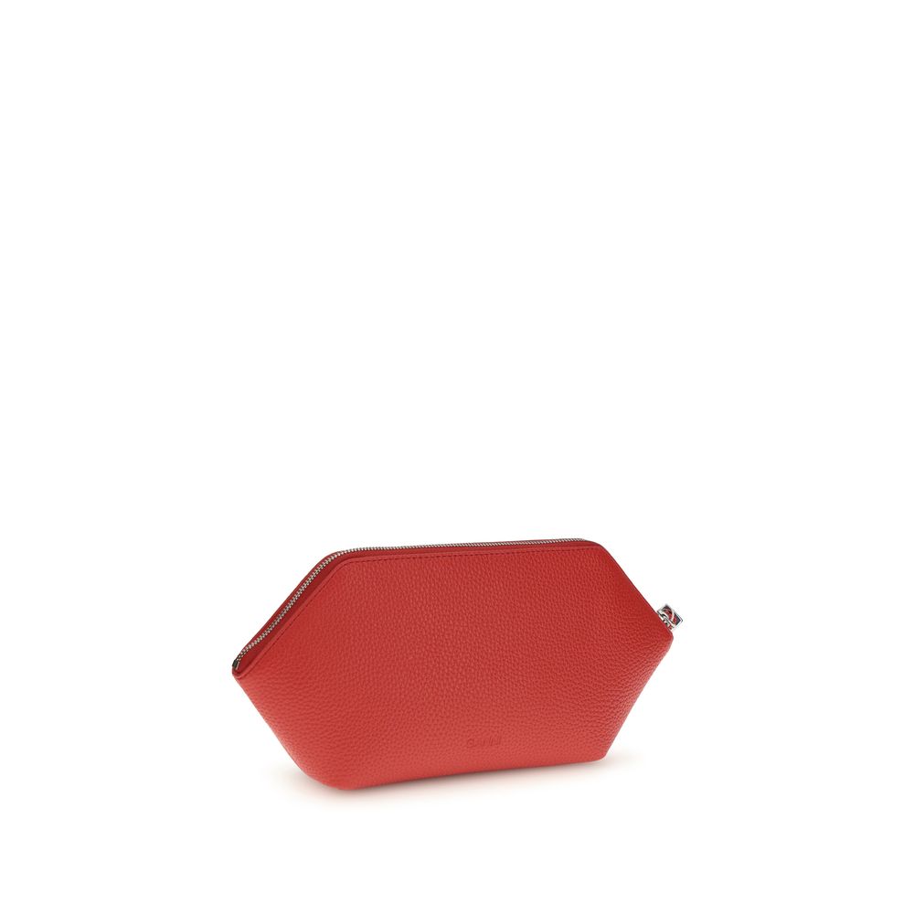 Red Recycled Leather Clutch Bag