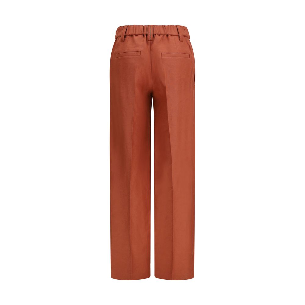 Red Linen Casual Pants