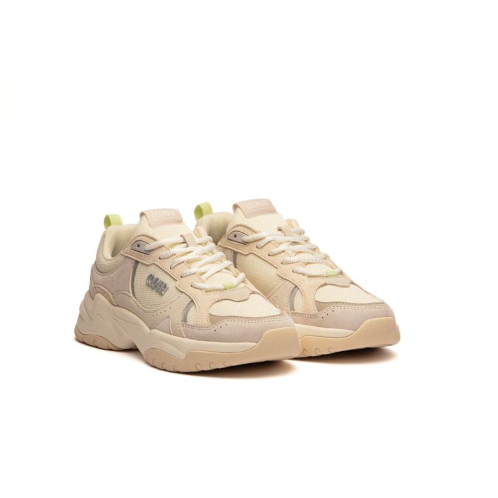 White Polyester Chunky Sneakers