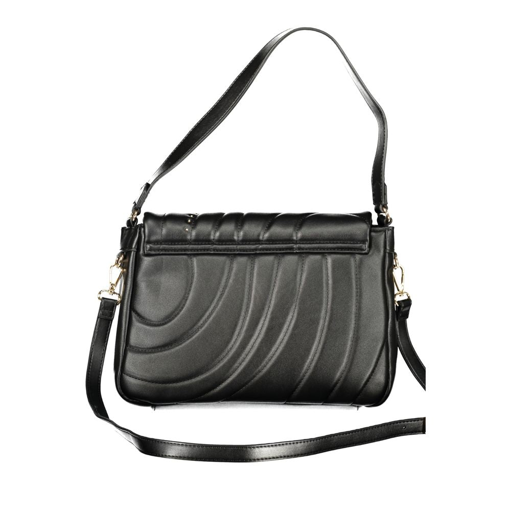 Black Polyurethane Women Shoulder Bag