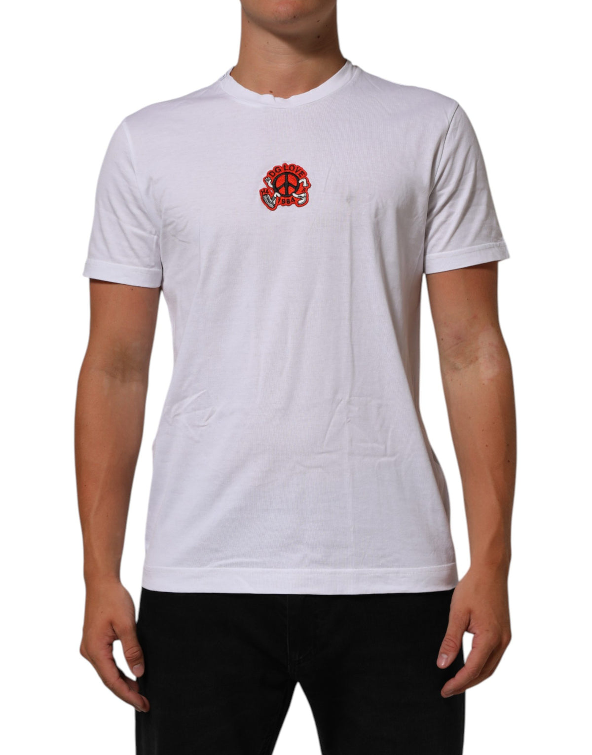 White Cotton DG Love Patch Crew Neck T-shirt