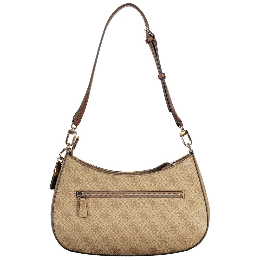 Beige Polyurethane Women Handbag