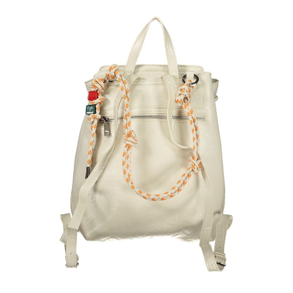 Ecru Polyurethane Women Backpack