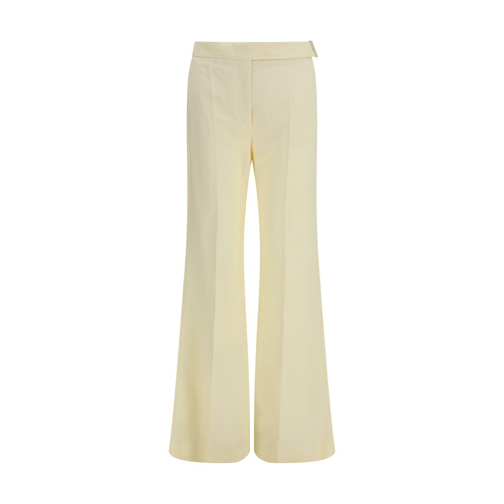 Beige Viscose Flared Pants