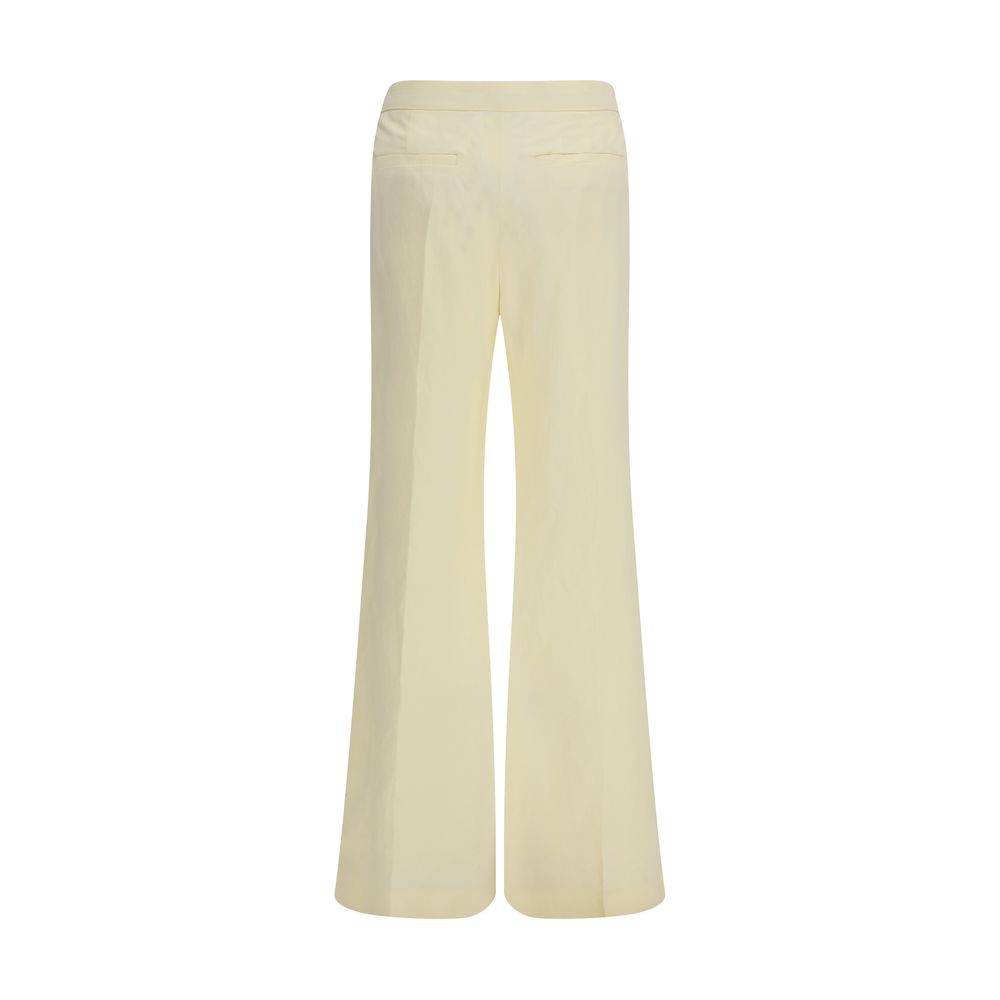 Beige Viscose Flared Pants