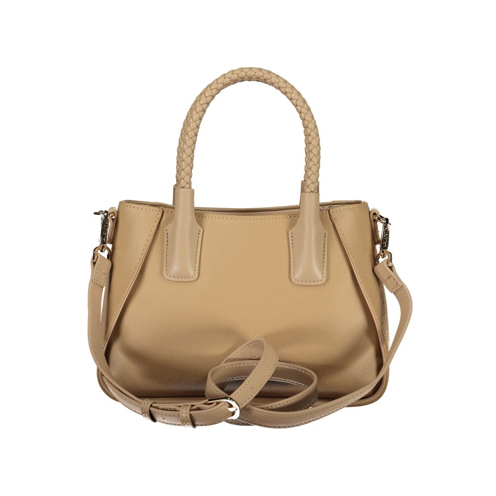 Beige Polyurethane Women's Bag with Handles and Shoulder Strap