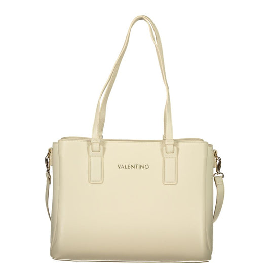 Beige Poliuretano Women's Bag with Adjustable Strap and Pockets