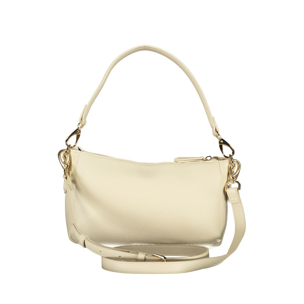 Beige Polyurethane Women's Bag with Shoulder Strap