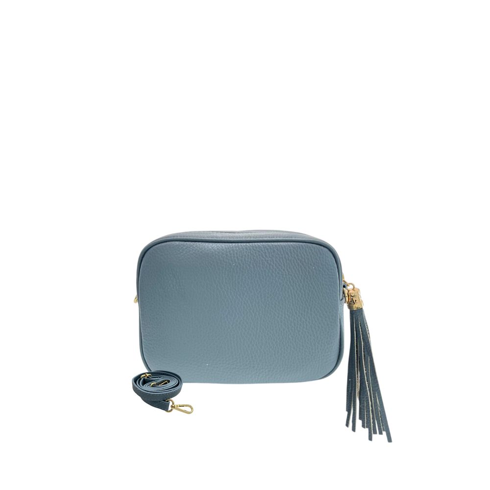 Blue Leather Women Crossbody Bag