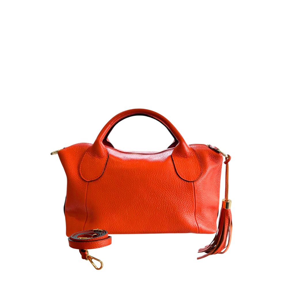 Orange Leather Women Handbag