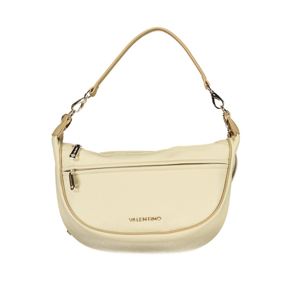 Beige Polyurethane Women's Bag With Adjustable Shoulder Strap