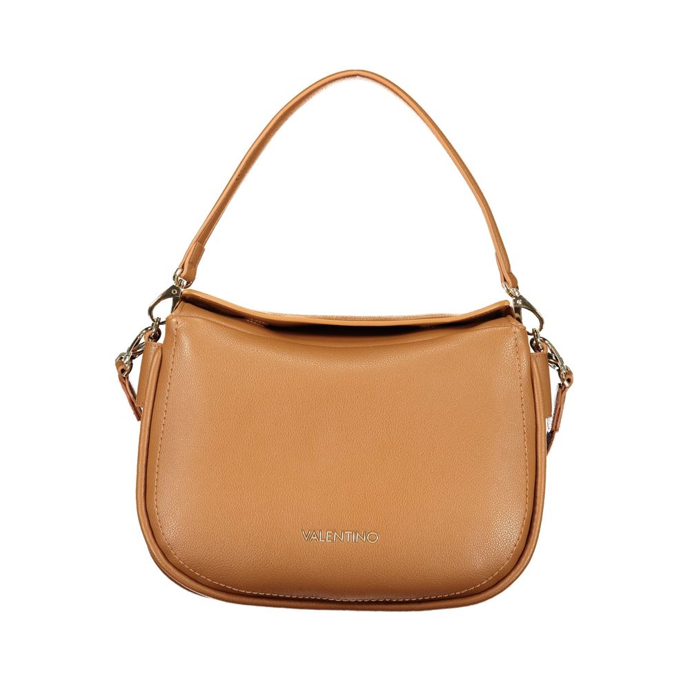 Brown Polyurethane Women's Bag with Removable Shoulder Strap