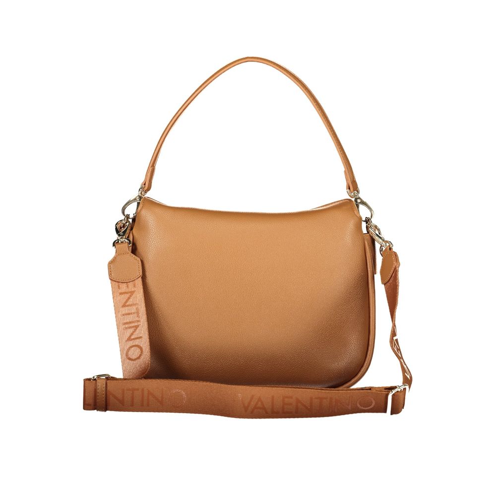 Brown Polyurethane Women's Bag with Removable Shoulder Strap