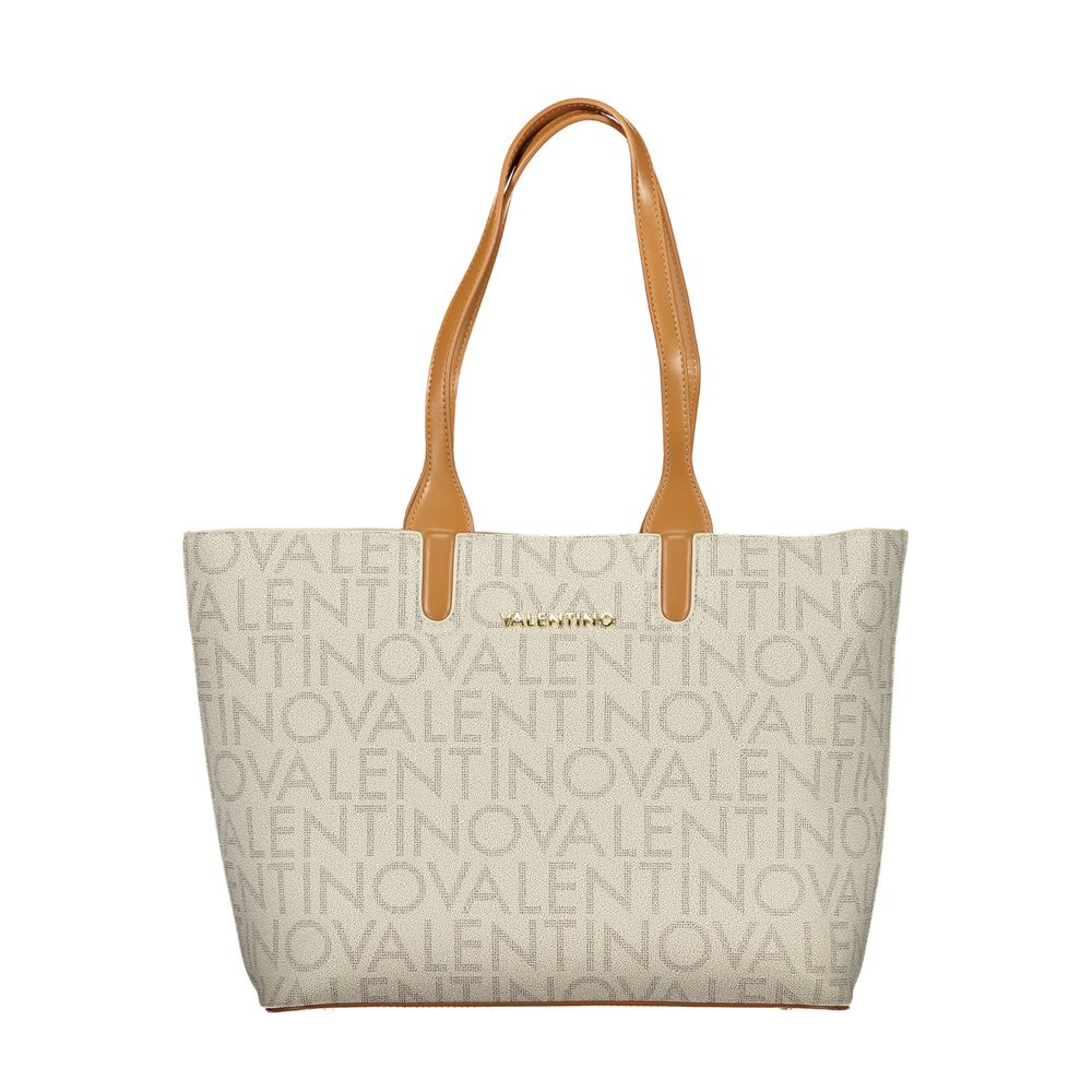 Beige Polyurethane Womens Bag