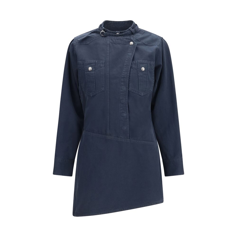 Blue Cotton Casual Dress