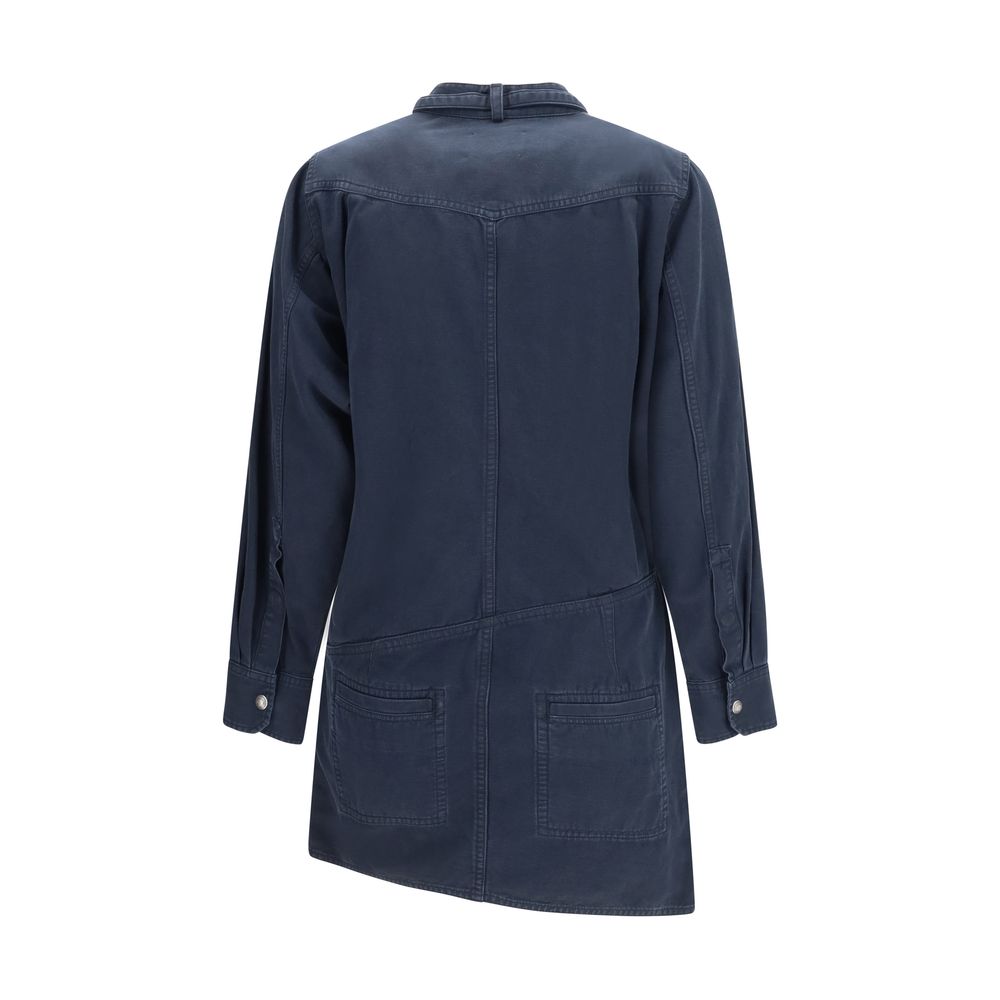 Blue Cotton Casual Dress