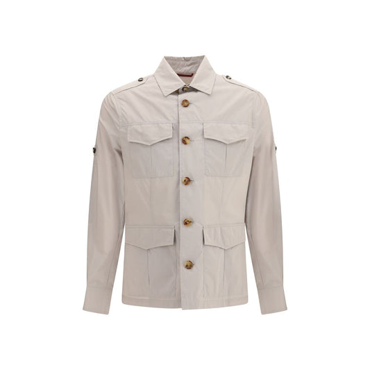 Beige Cotton Full-Length Jacket