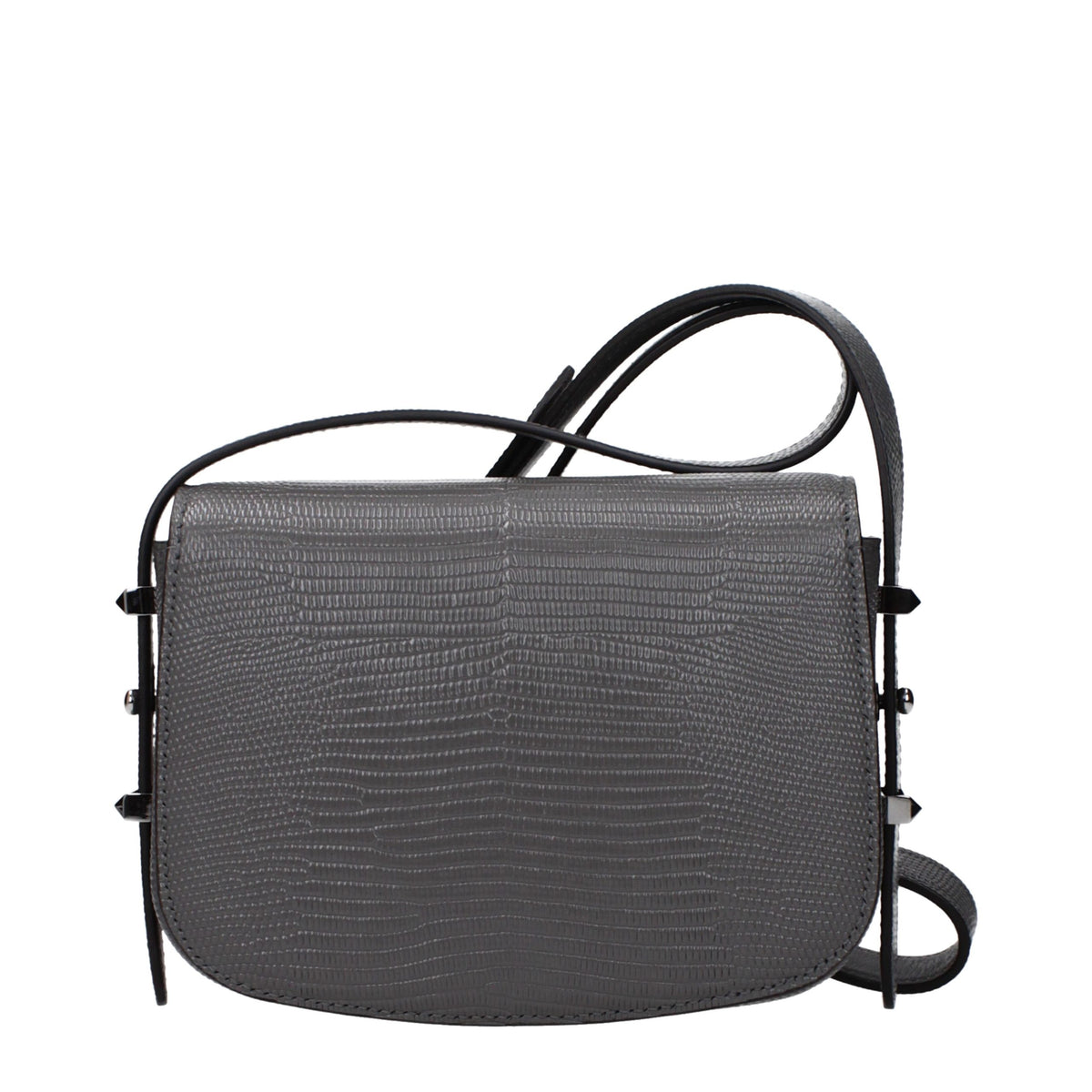 Gray Leather Shoulder Bag