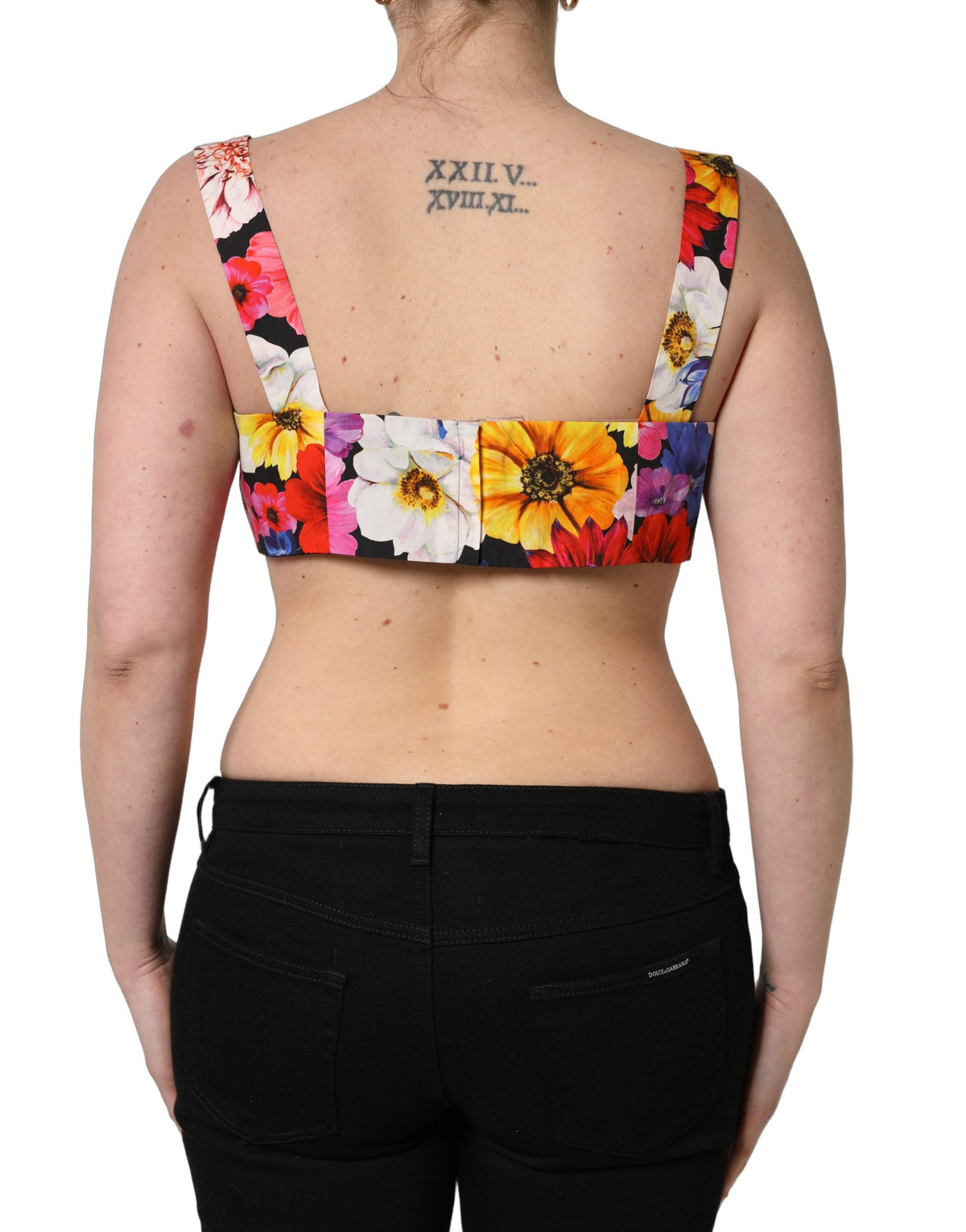 Multicolor Floral Cropped Bustier Tank Top