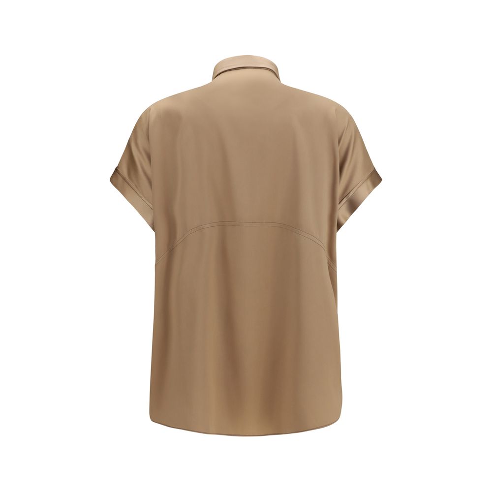 Beige Silk Shortsleeve Shirt