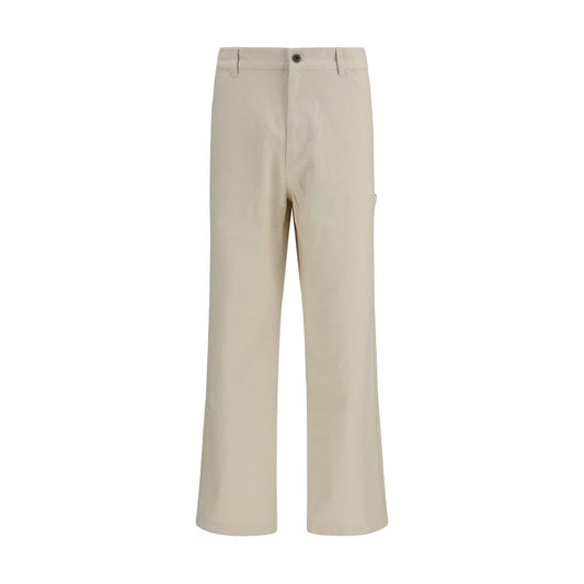 Beige Cotton Casual Pants