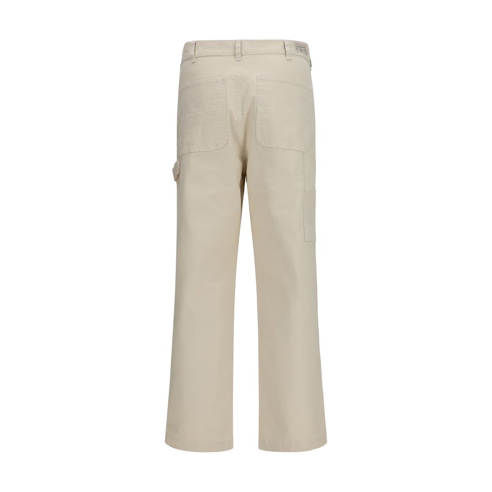 Beige Cotton Casual Pants