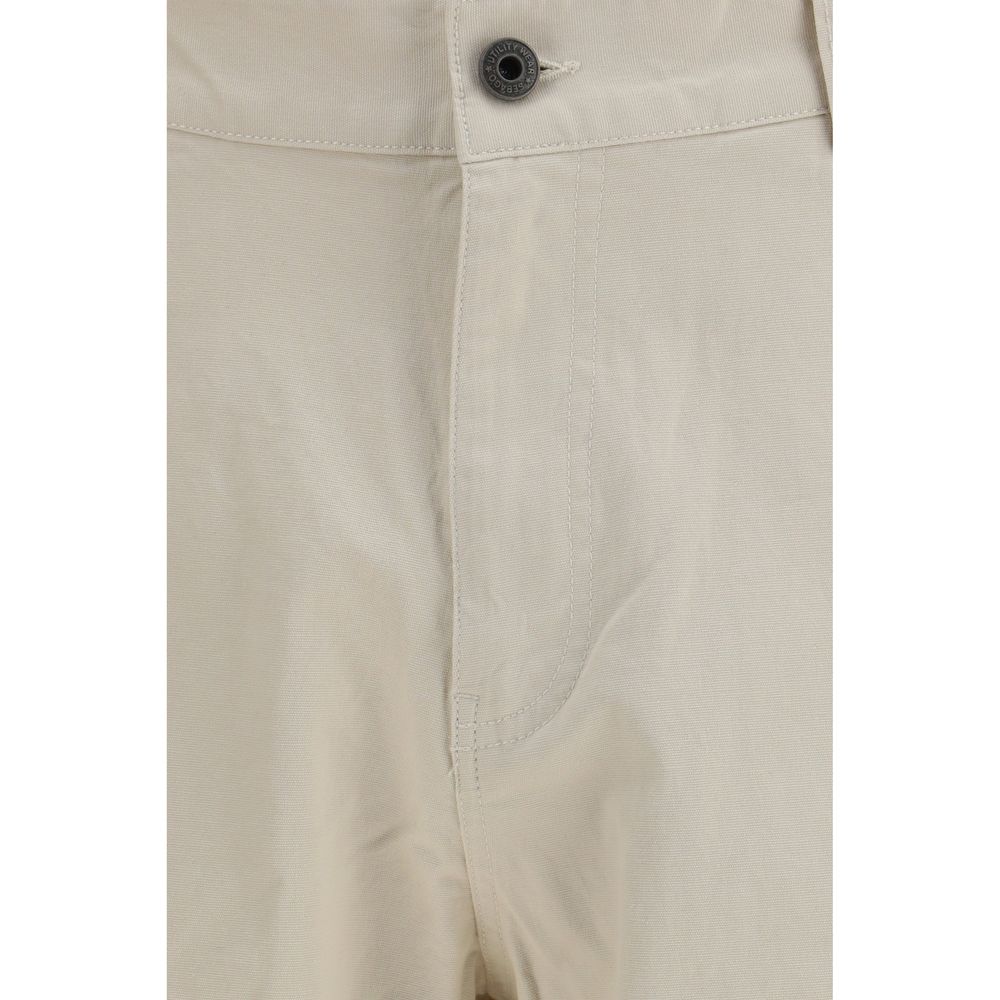 Beige Cotton Casual Pants